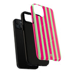 Bold Stripes MagSafe iPhone Case | Lime Green and Pink