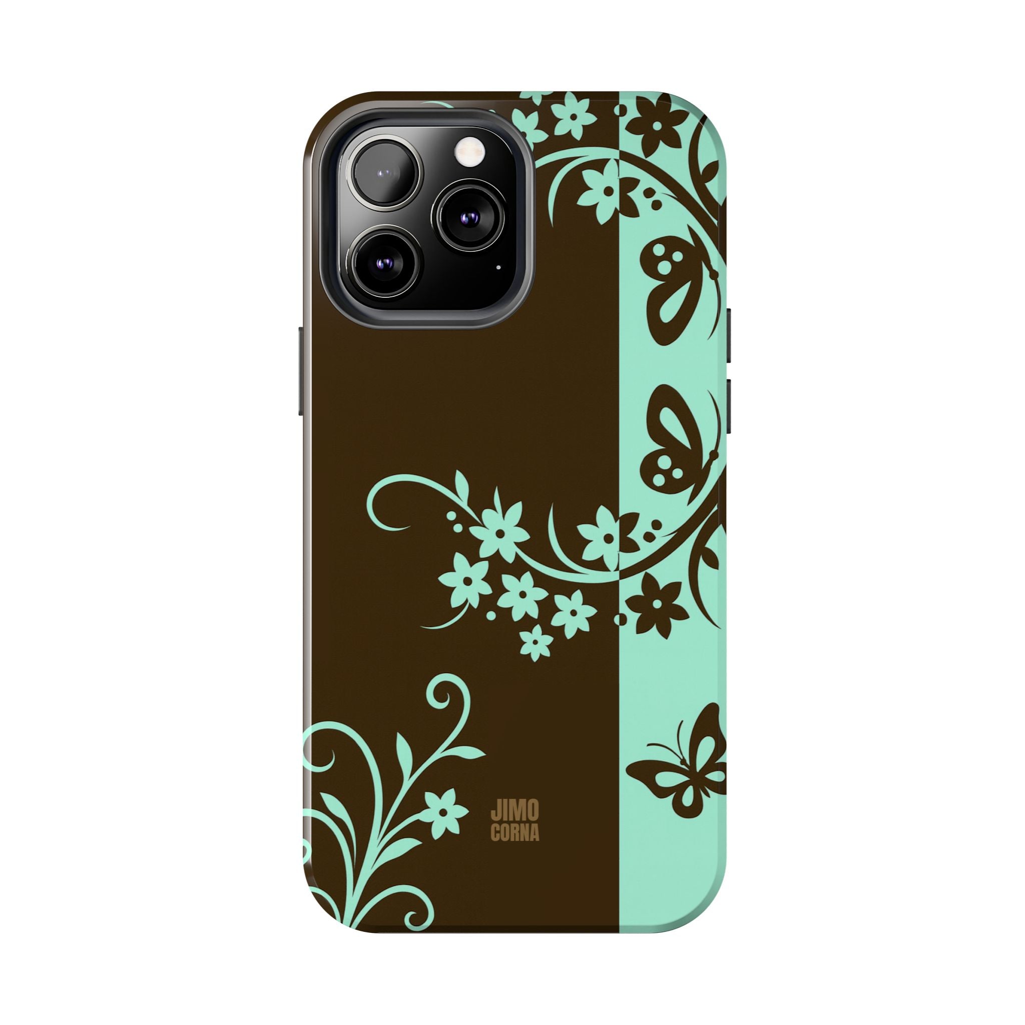 Y2K Floral iPhone Case | Brown and Mint
