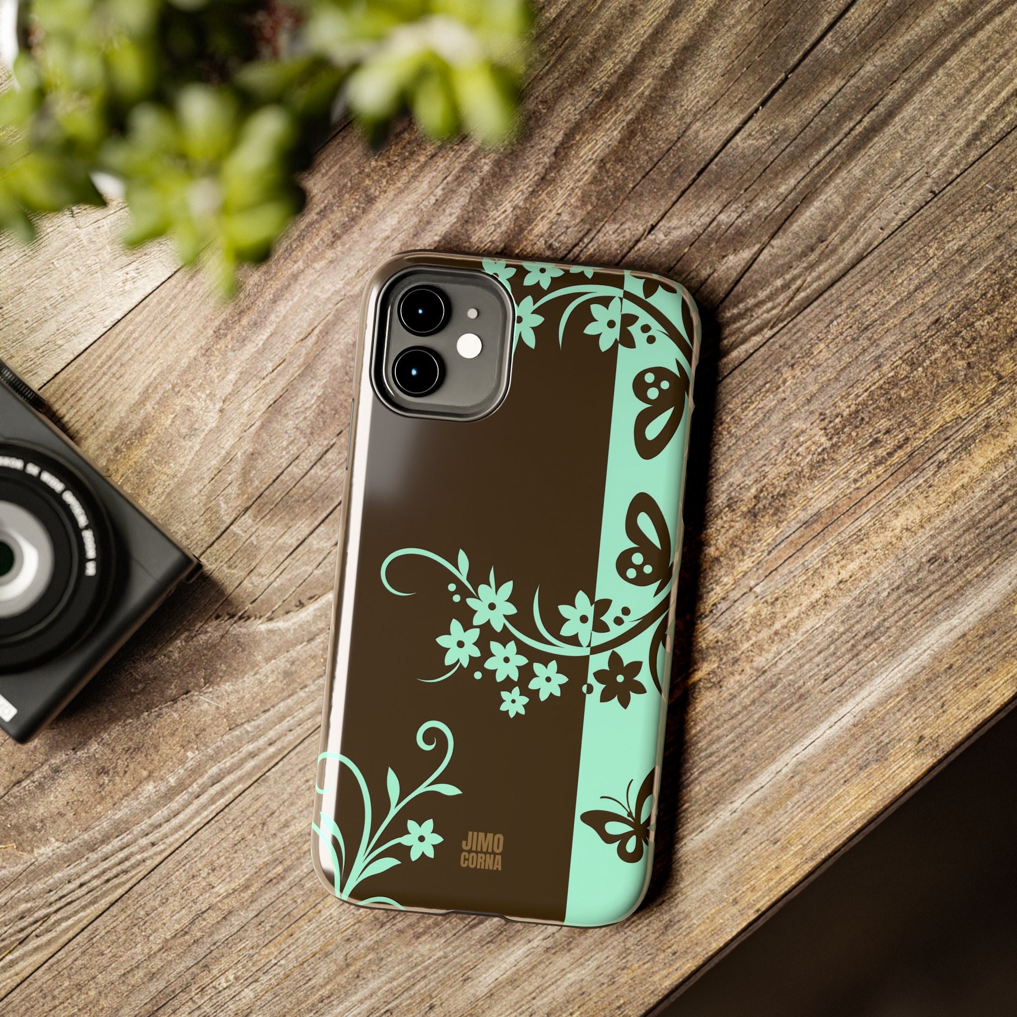Y2K Floral iPhone Case | Brown and Mint