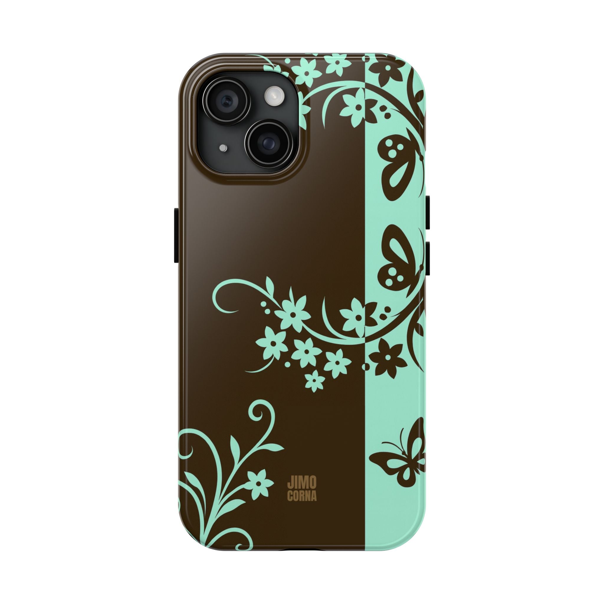 Y2K Floral iPhone Case | Brown and Mint