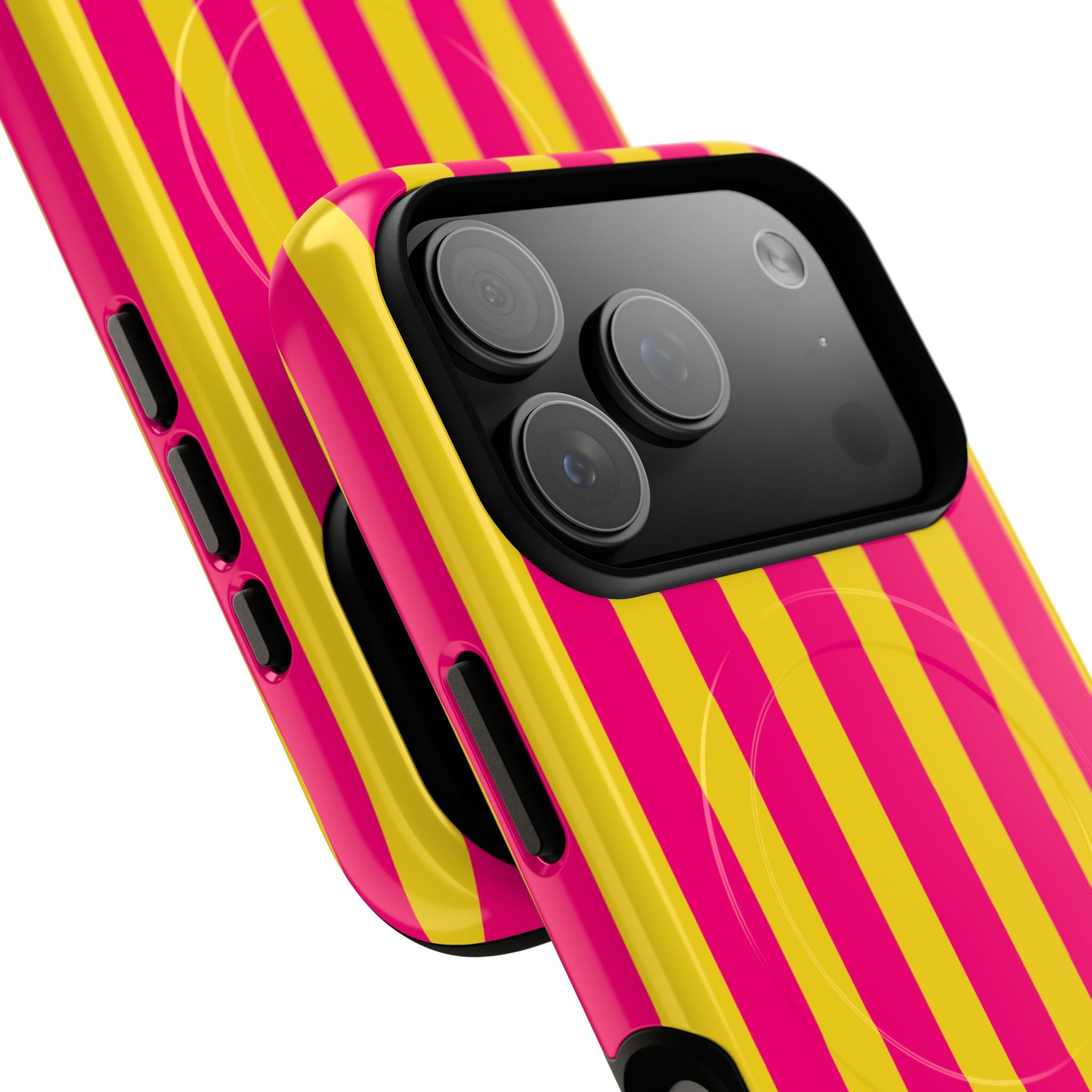 Bold Stripes MagSafe iPhone Case | Pink and Yellow