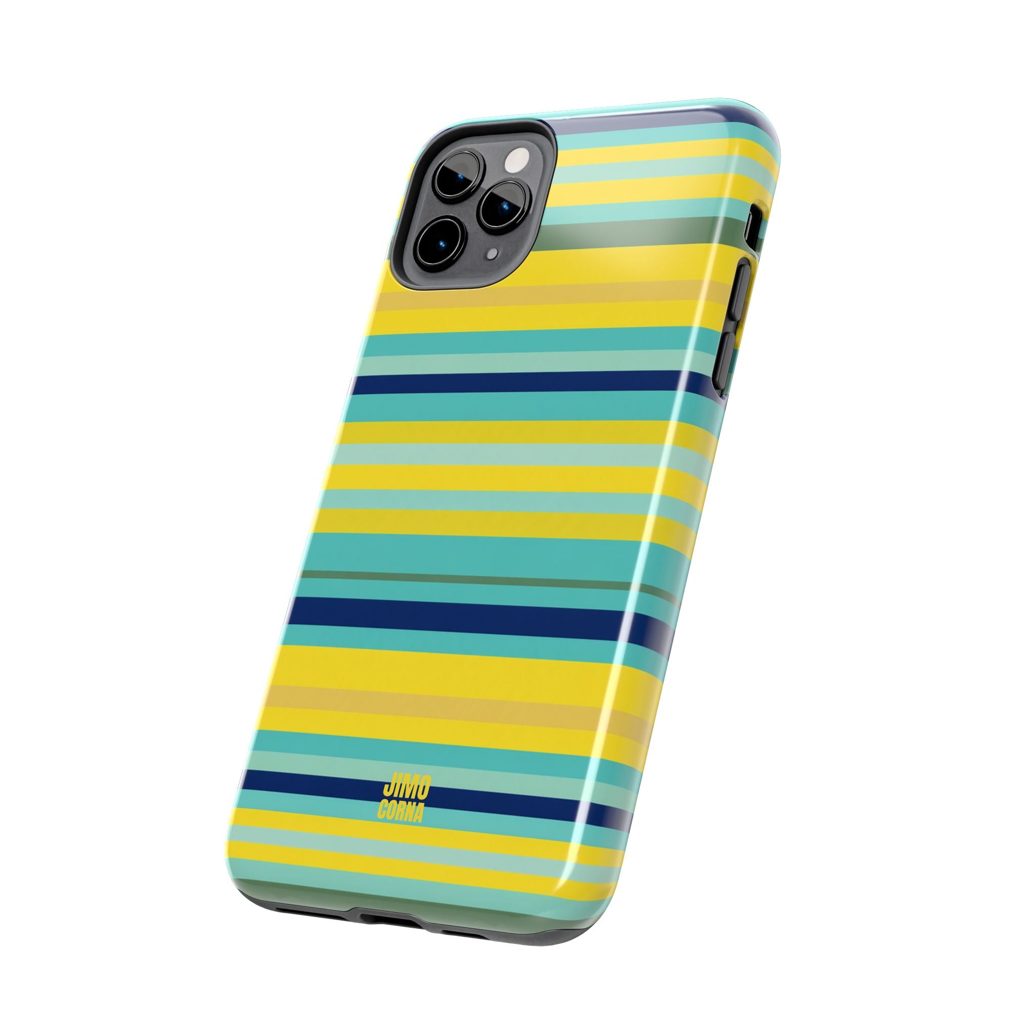 Blue Lemon Stripe iPhone Case