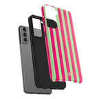 Bold Stripes Samsung Galaxy Case | Lime Green and Pink