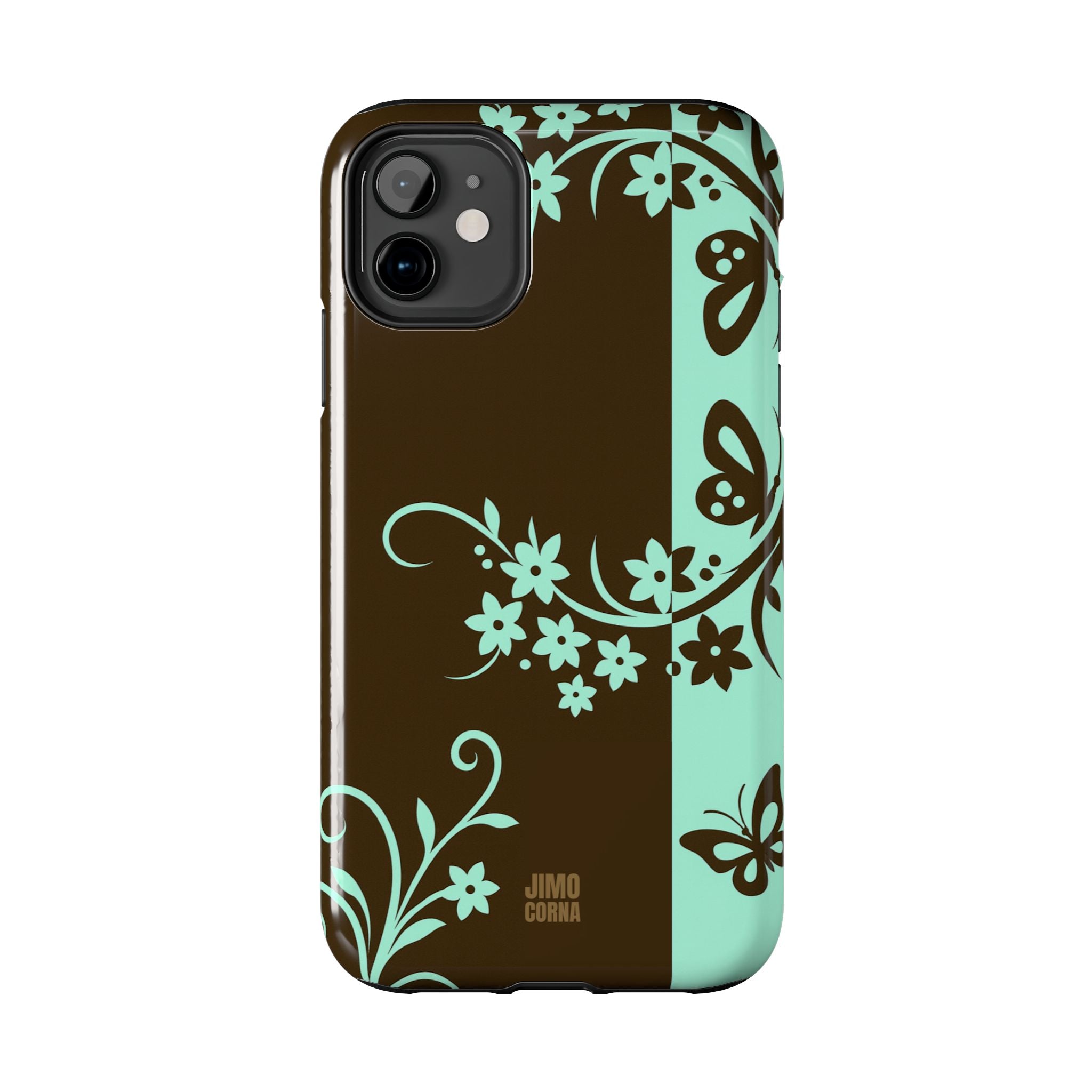 Y2K Floral iPhone Case | Brown and Mint