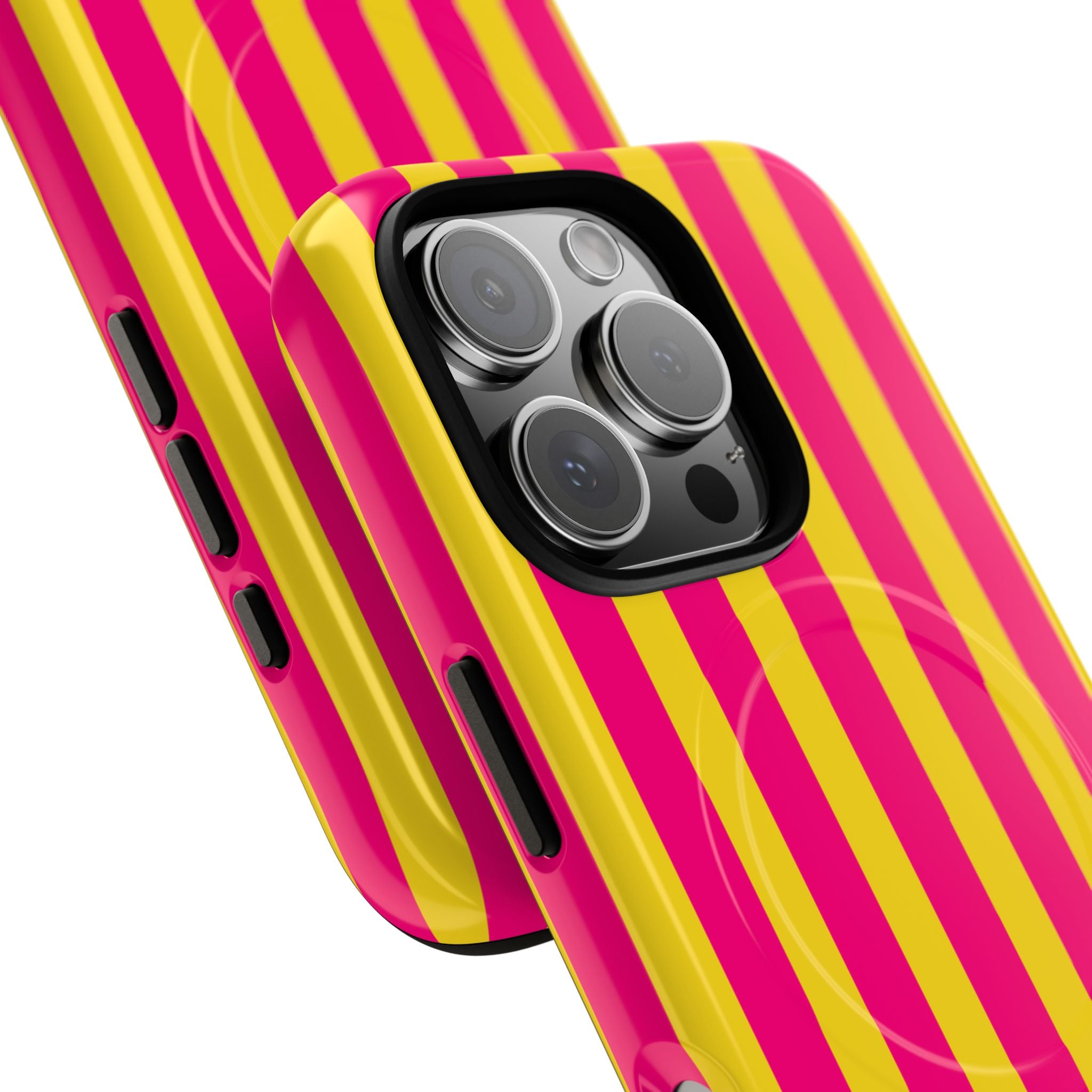 Bold Stripes MagSafe iPhone Case | Pink and Yellow