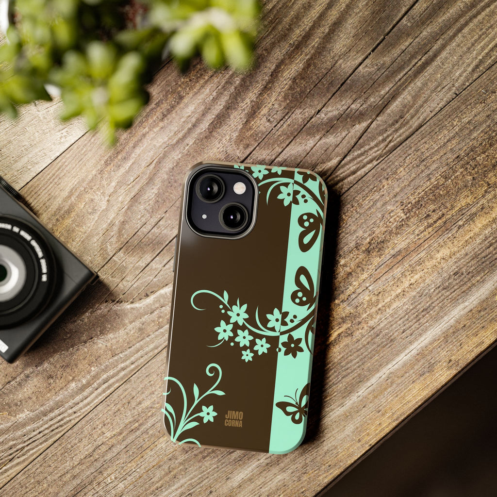 Y2K Floral iPhone Case | Brown and Mint