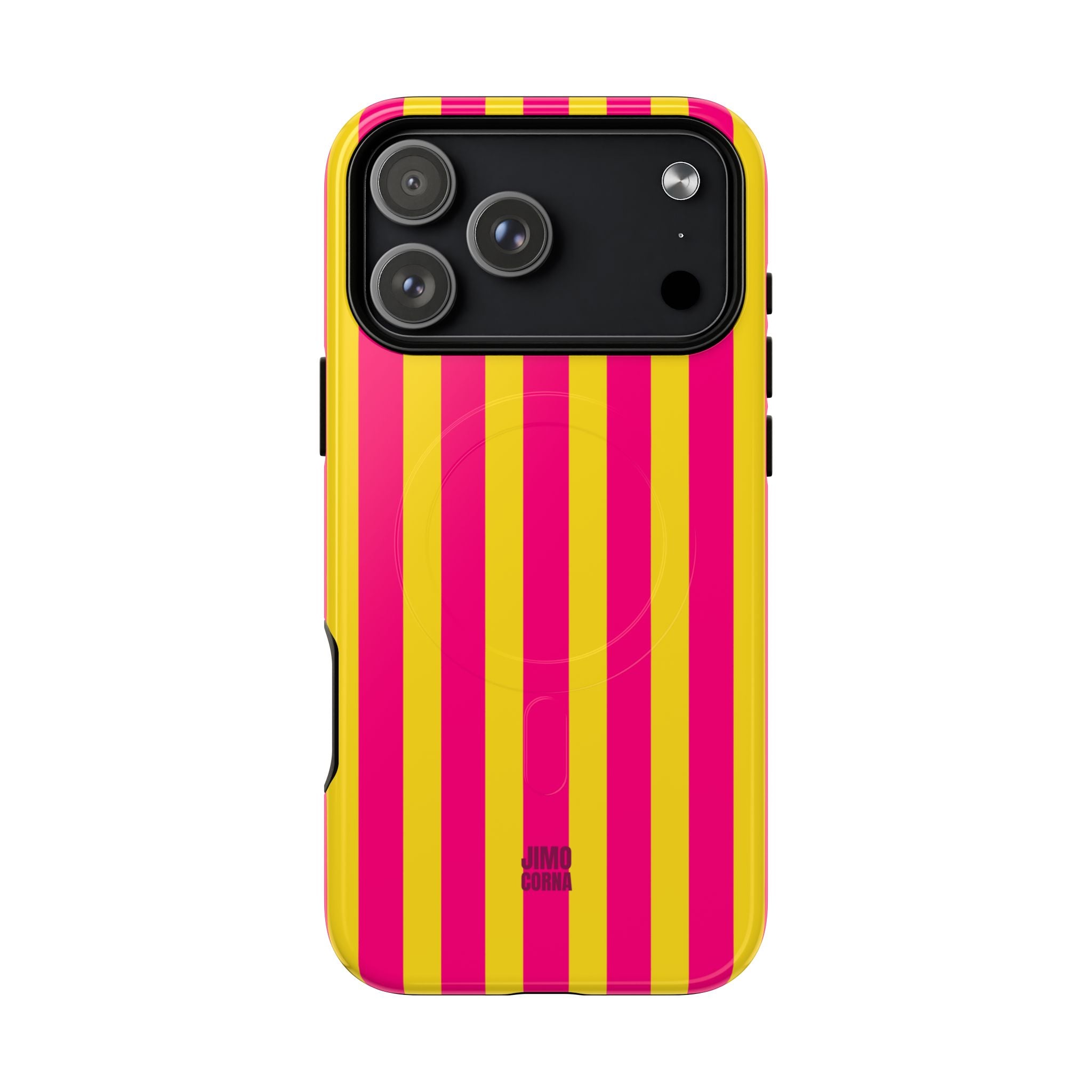 Bold Stripes MagSafe iPhone Case | Pink and Yellow