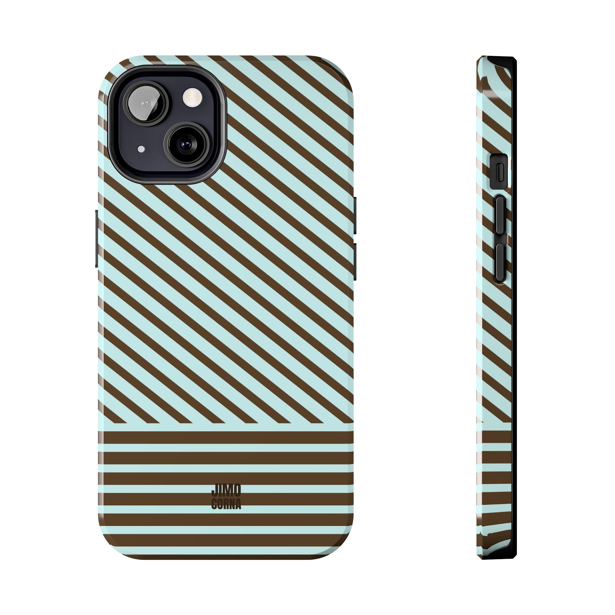Asymmetrical Lines iPhone Case | Blue and Brown