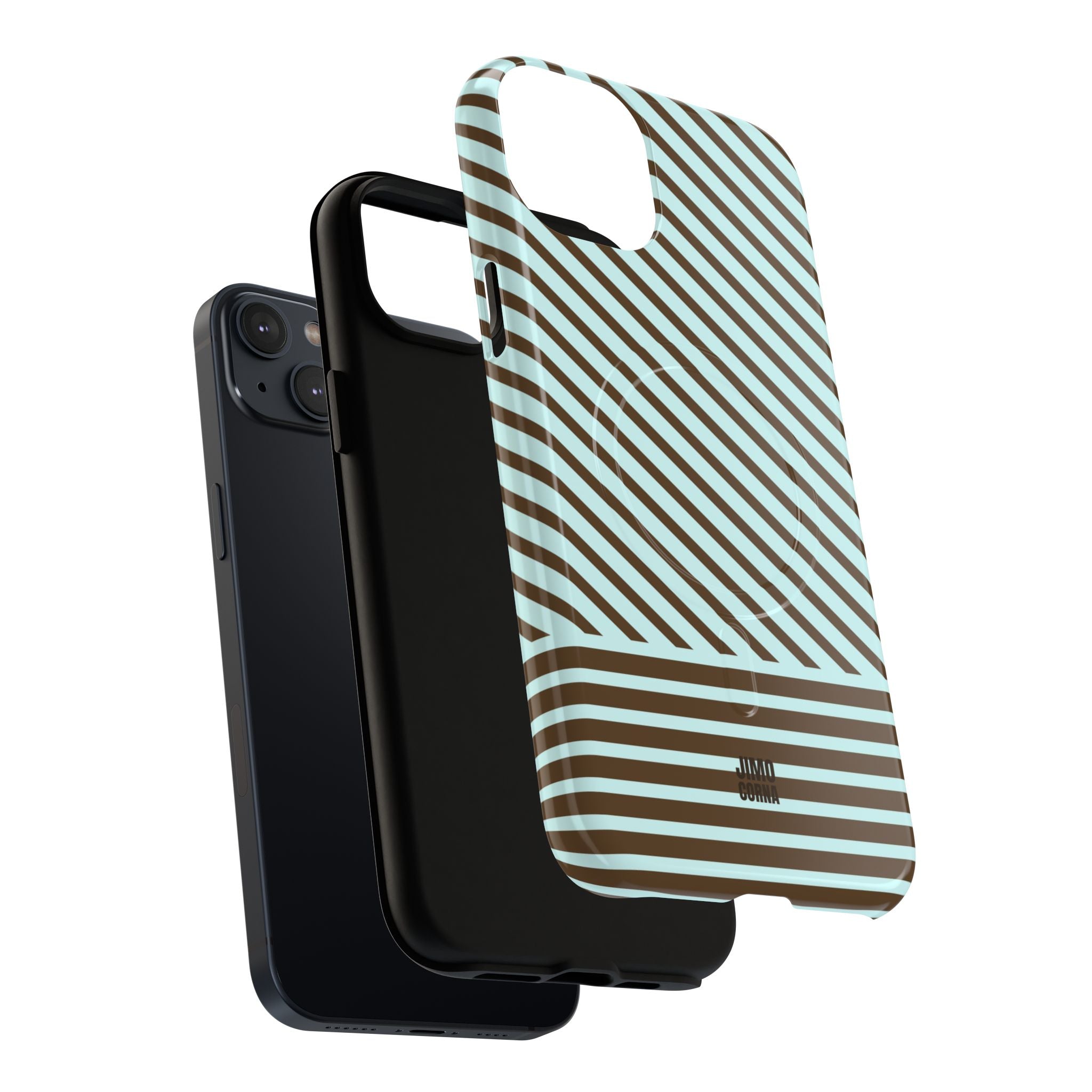 Asymmetrical Lines MagSafe iPhone Case | Blue and Brown
