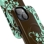 Y2K Floral MagSafe iPhone Case | Brown and Mint