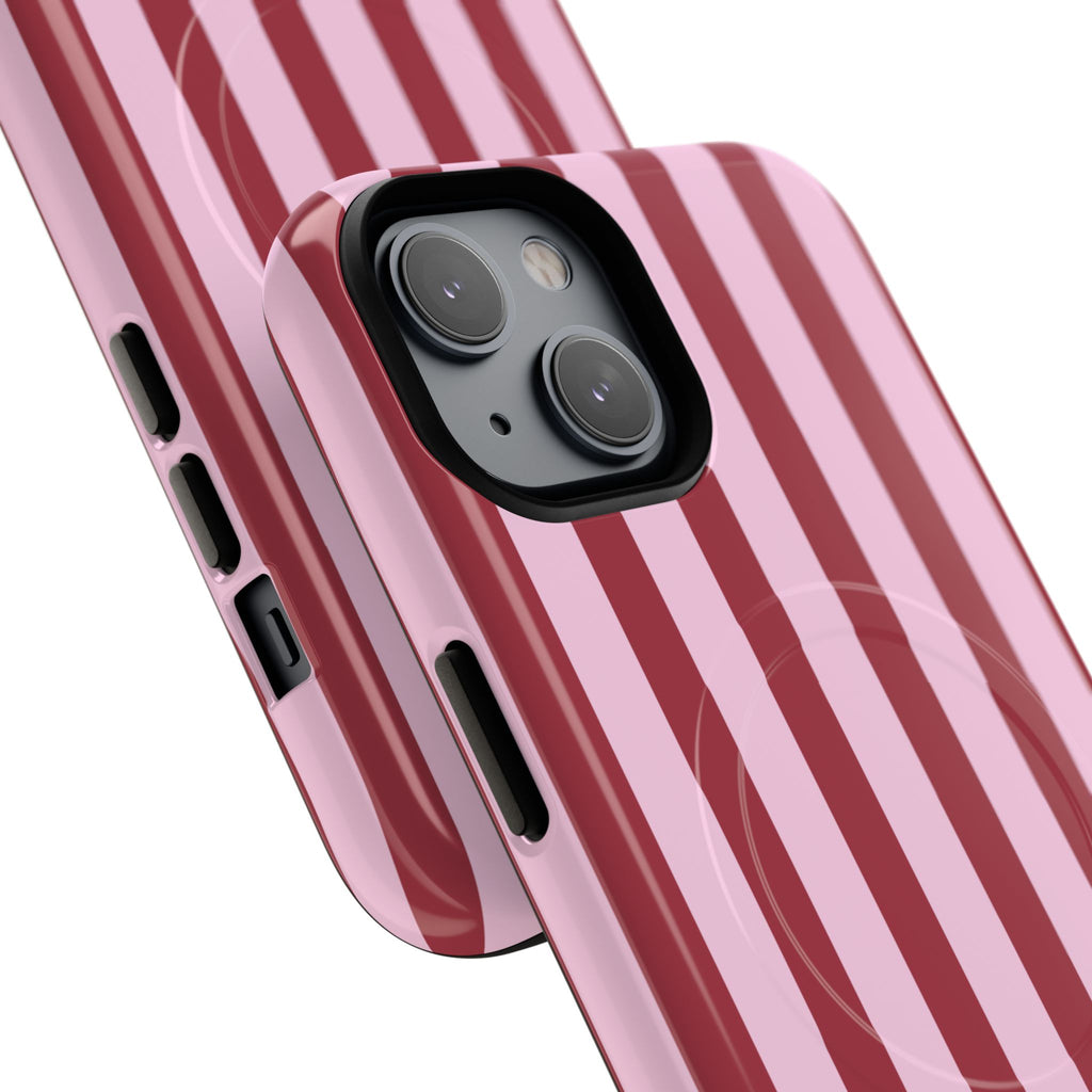 Bold Stripes MagSafe iPhone Case | Pink and Red