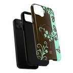 Y2K Floral MagSafe iPhone Case | Brown and Mint