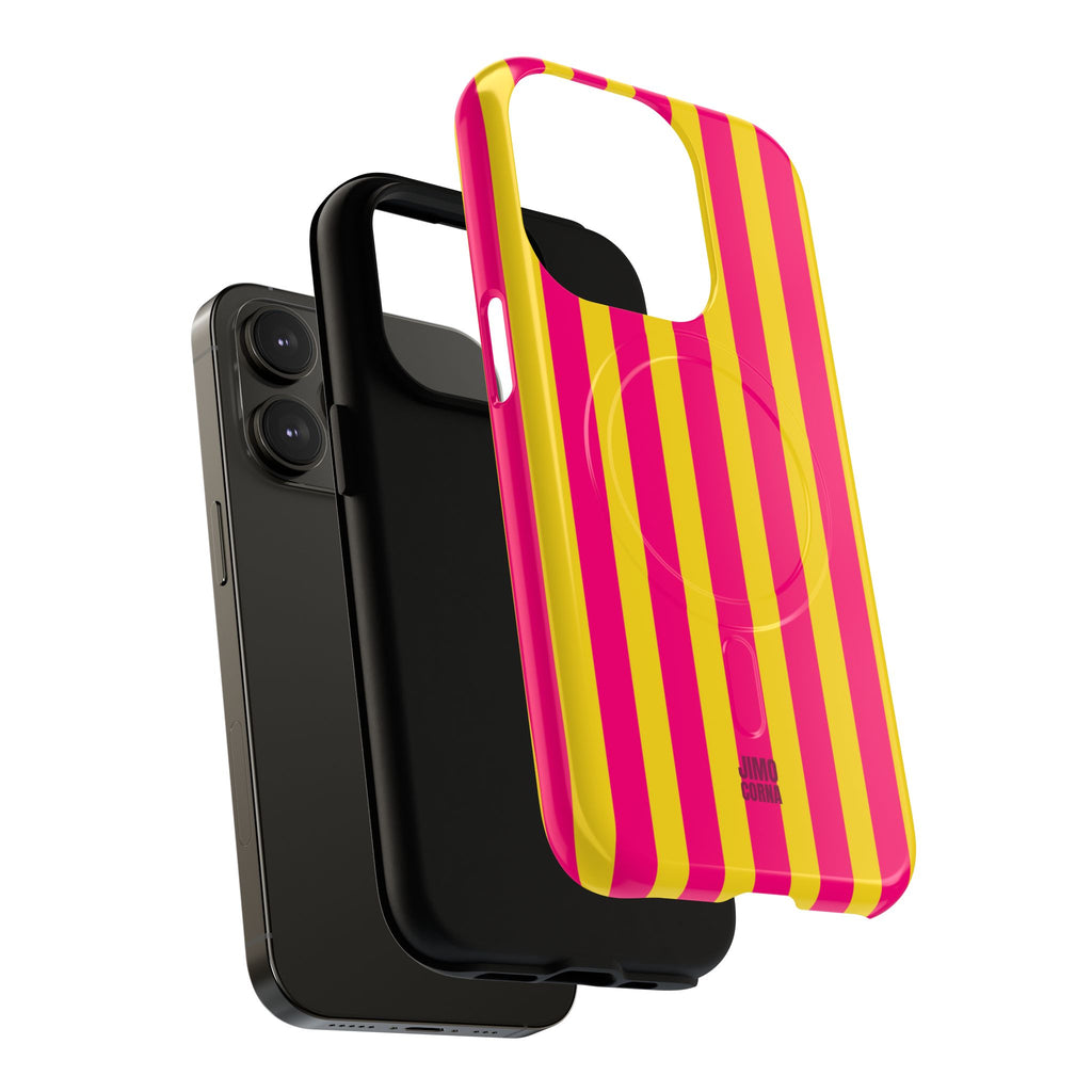 Bold Stripes MagSafe iPhone Case | Pink and Yellow