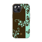 Y2K Floral iPhone Case | Brown and Mint