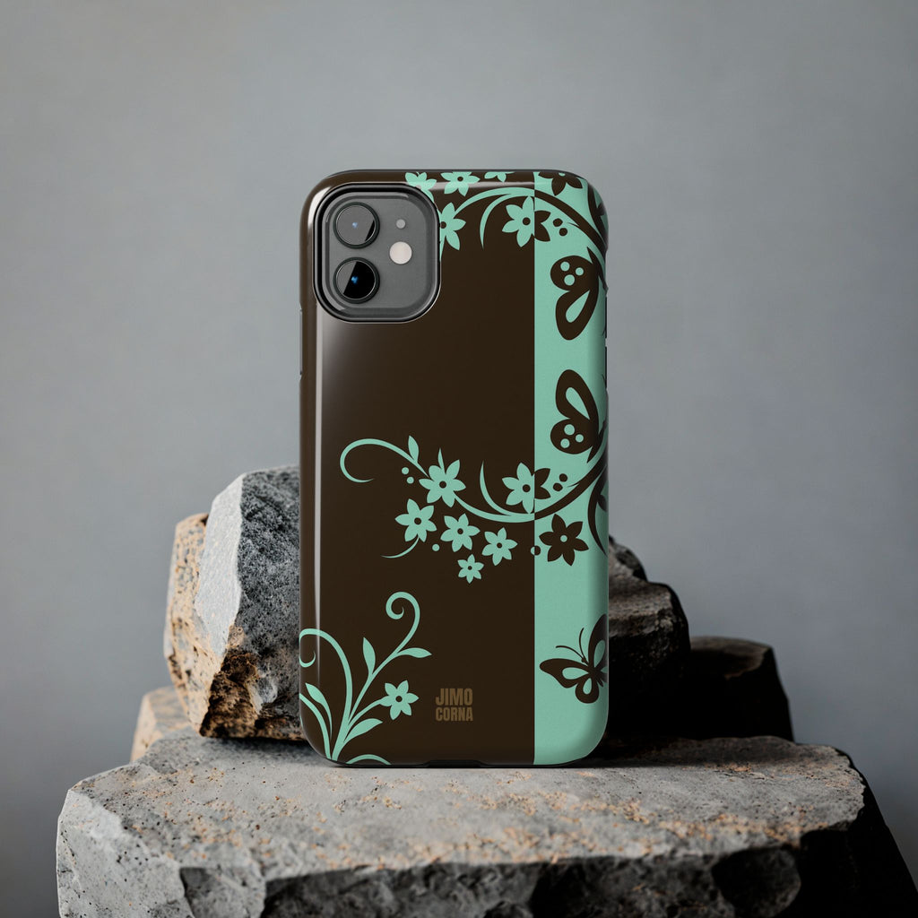 Y2K Floral iPhone Case | Brown and Mint