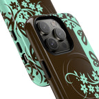 Y2K Floral MagSafe iPhone Case | Brown and Mint