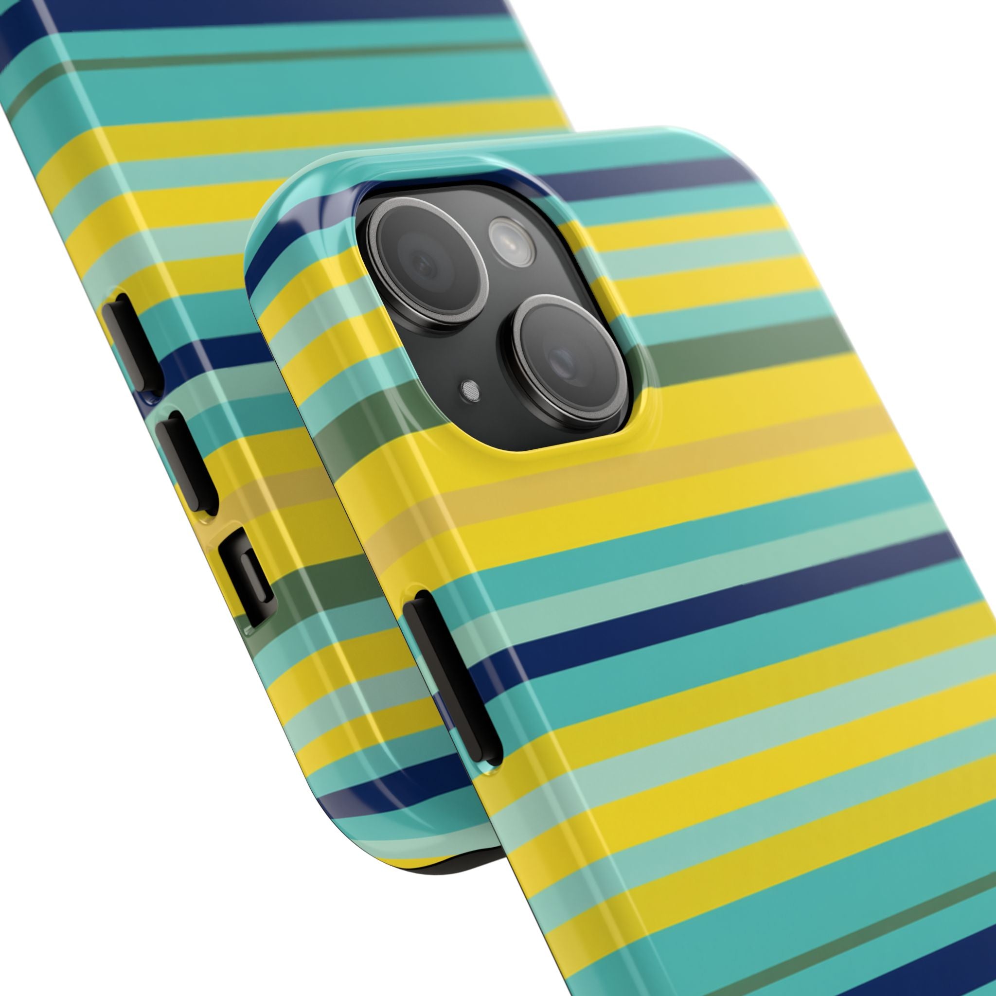 Blue Lemon Stripe iPhone Case