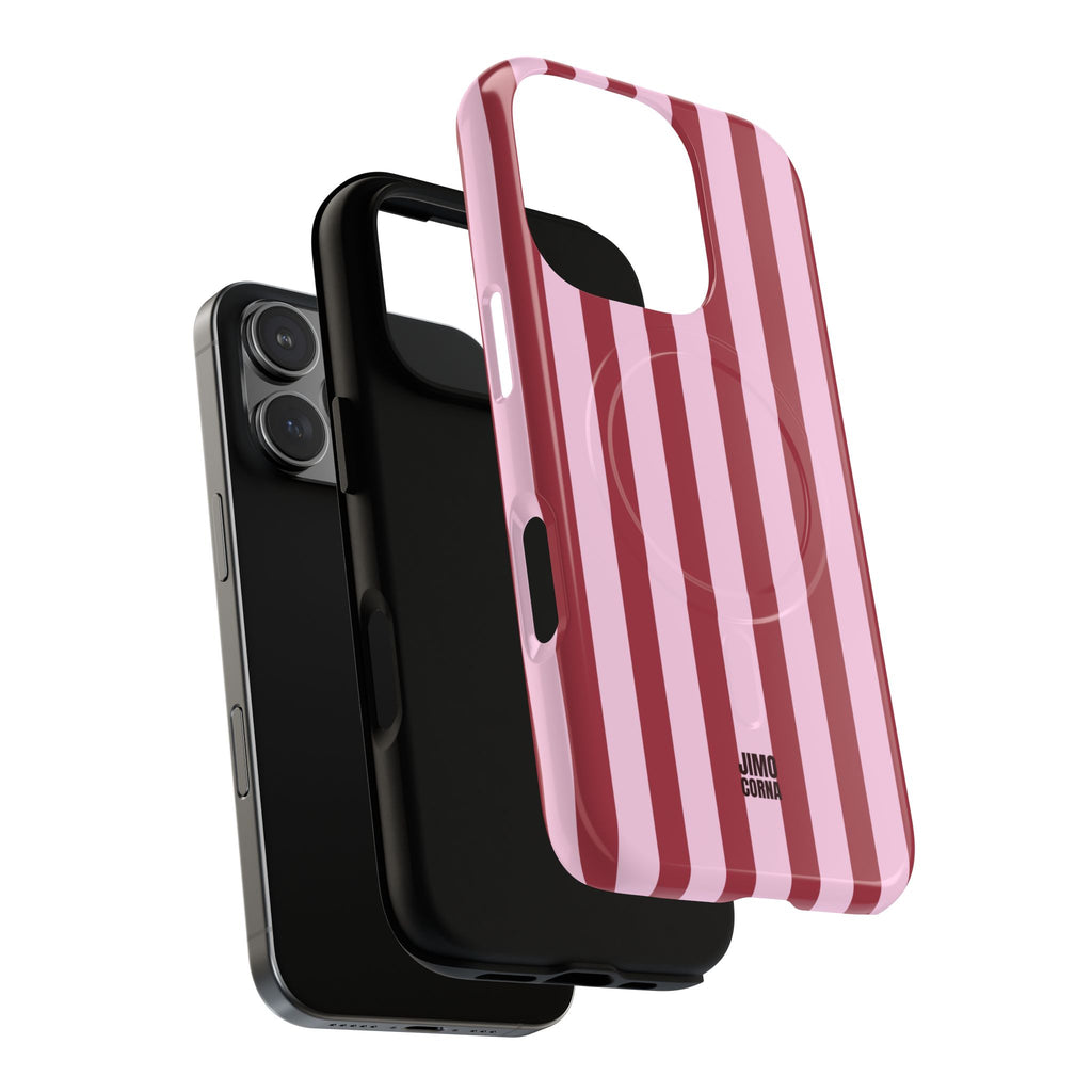 Bold Stripes MagSafe iPhone Case | Pink and Red