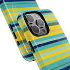 Blue Lemon Stripe MagSafe iPhone Case