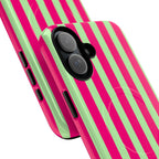 Bold Stripes MagSafe iPhone Case | Lime Green and Pink