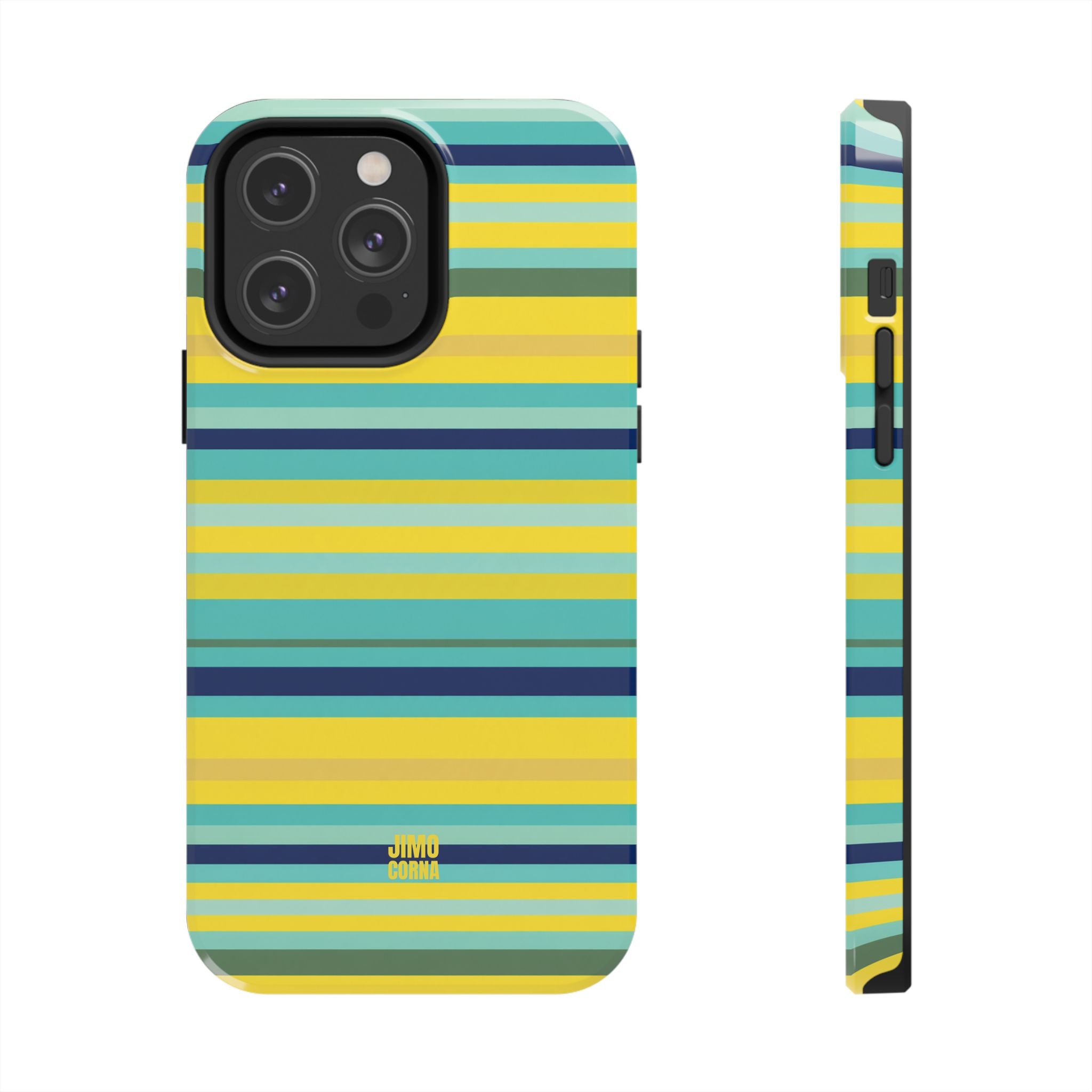 Blue Lemon Stripe iPhone Case