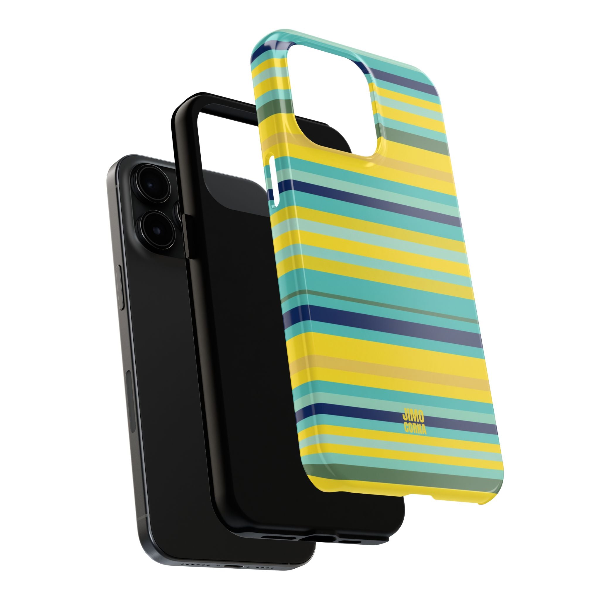 Blue Lemon Stripe iPhone Case