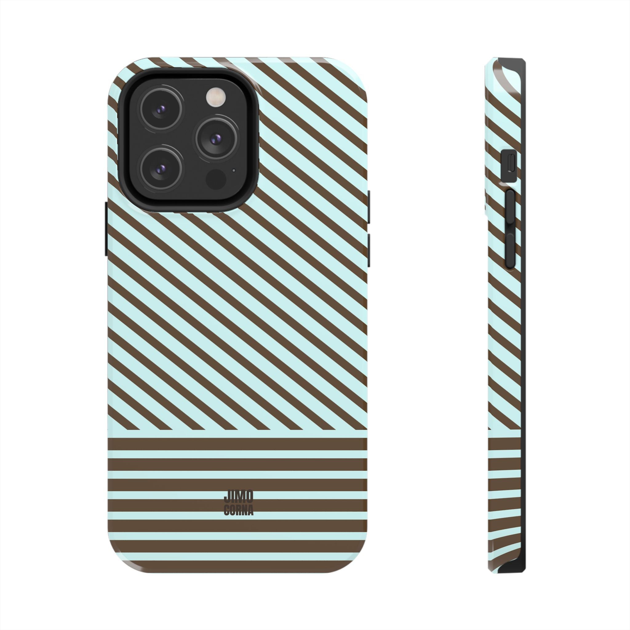 Asymmetrical Lines iPhone Case | Blue and Brown