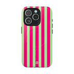 Bold Stripes MagSafe iPhone Case | Lime Green and Pink