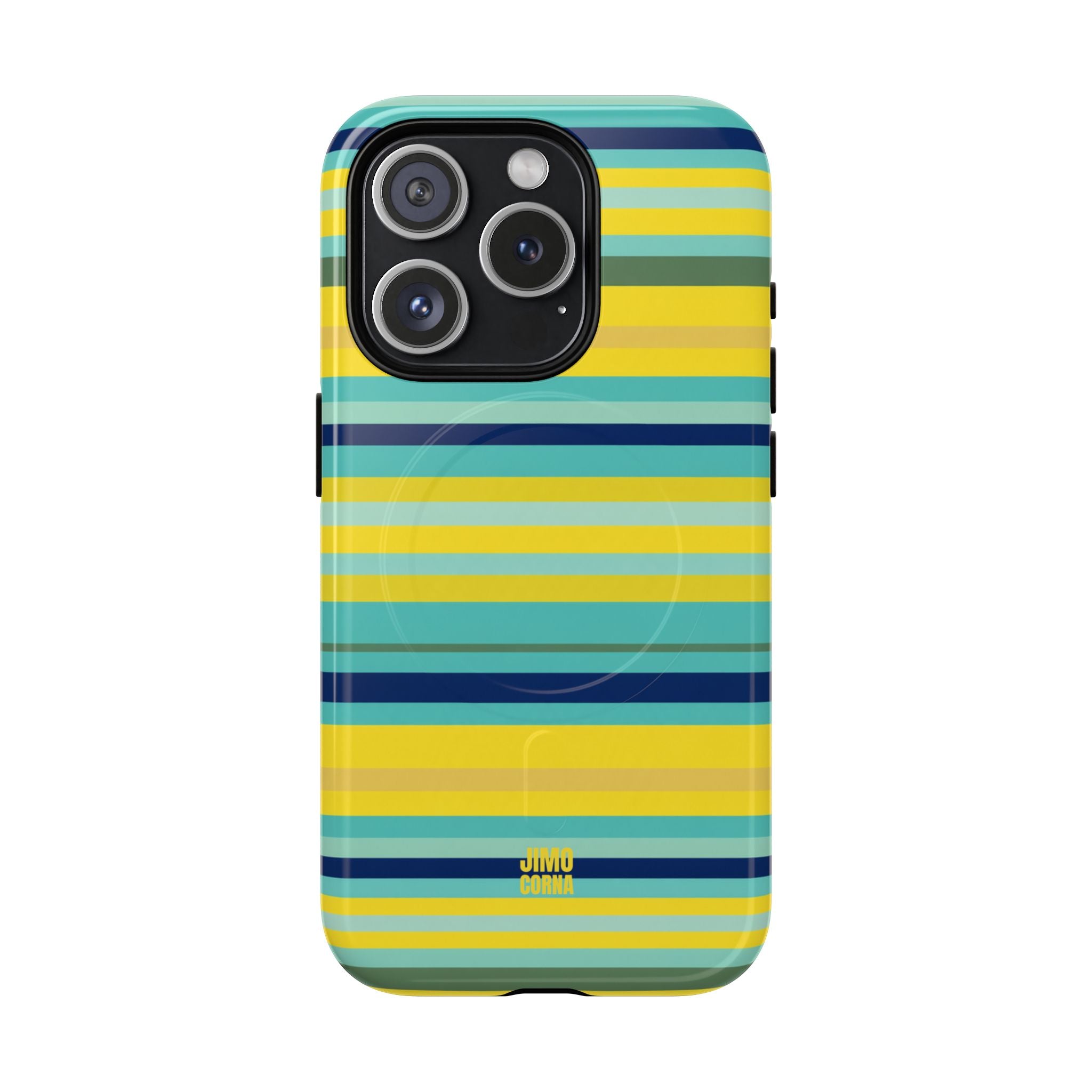 Blue Lemon Stripe MagSafe iPhone Case