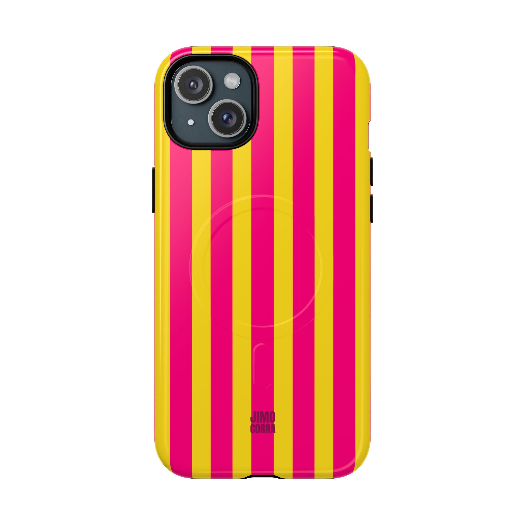 Bold Stripes MagSafe iPhone Case | Pink and Yellow
