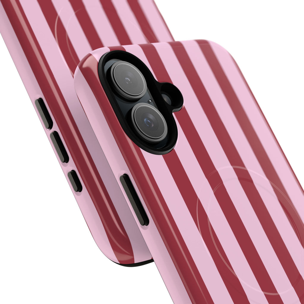 Bold Stripes MagSafe iPhone Case | Pink and Red