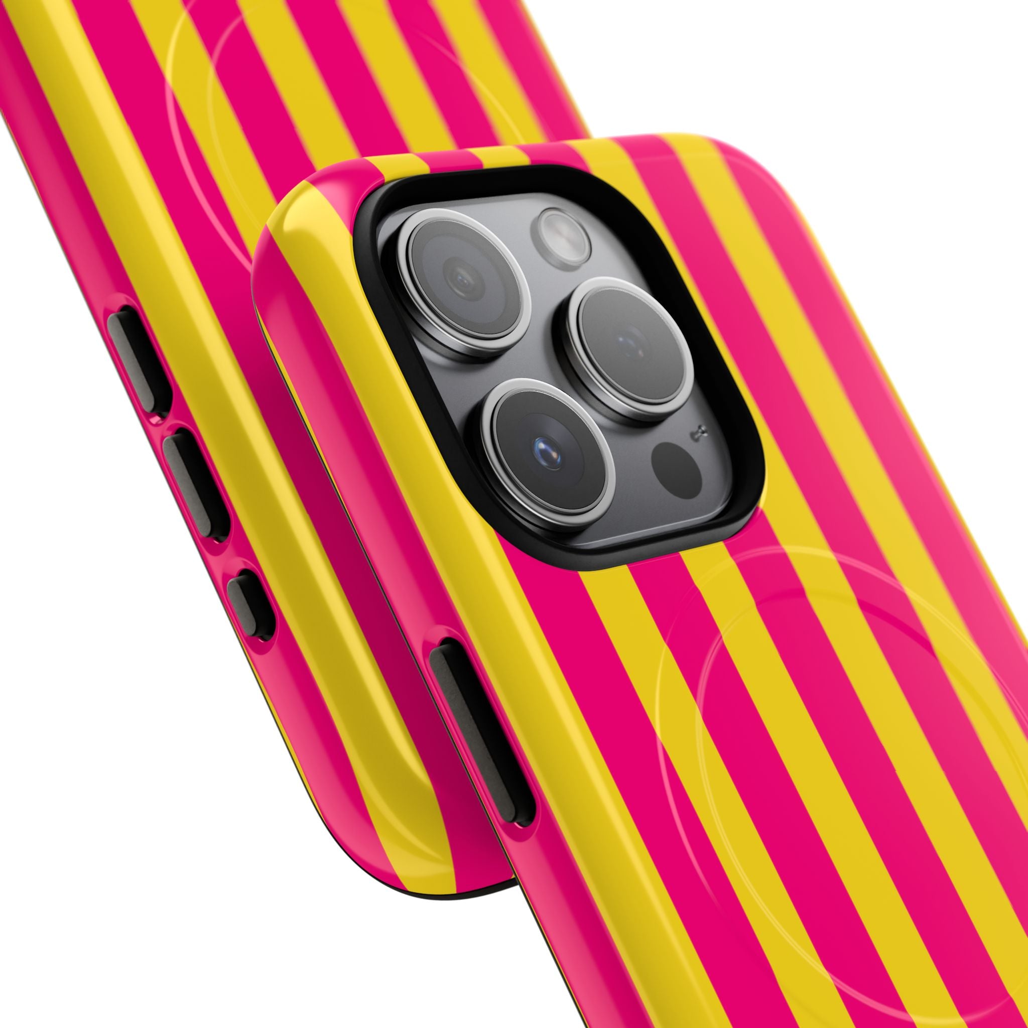 Bold Stripes MagSafe iPhone Case | Pink and Yellow